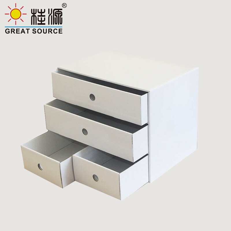 4 tiroirs de stockage Composable armoire bureau ondulé pliable maison stockage papier Kraft respectueux de l'environnement (2 pièces): White