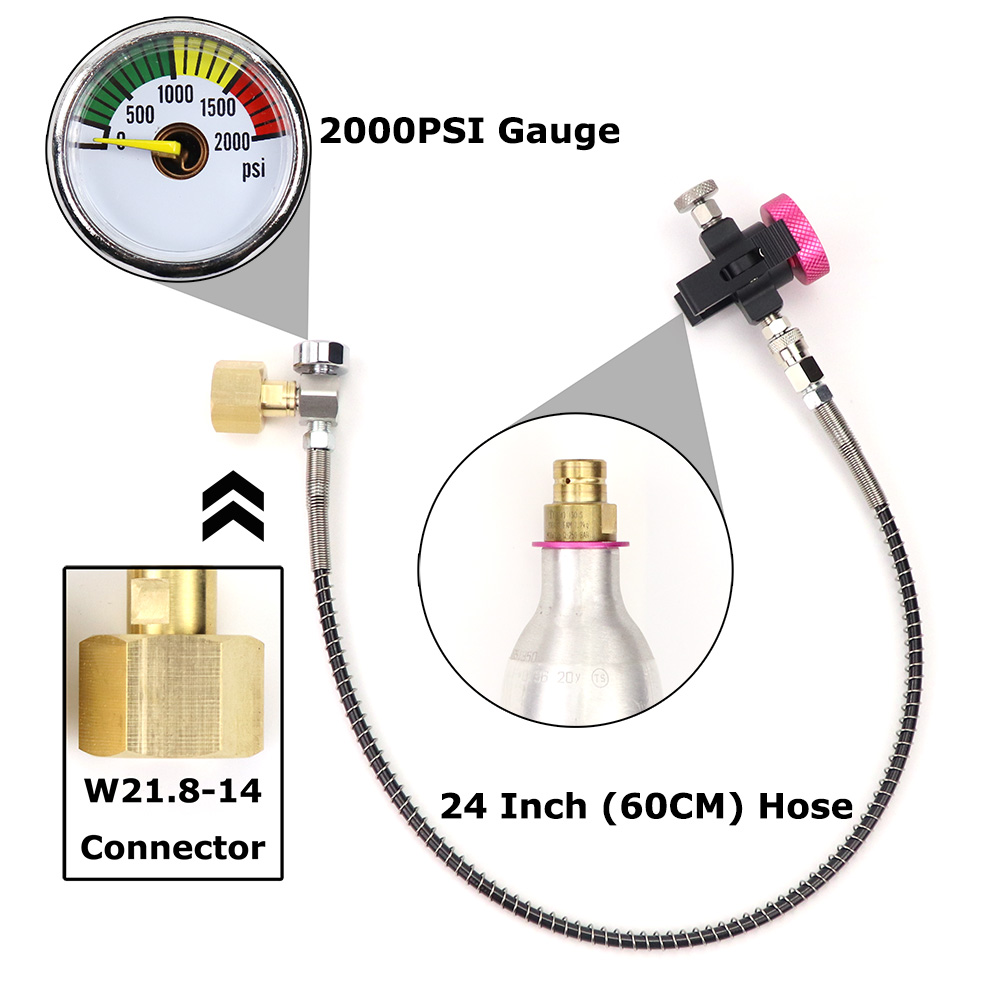 Soda Quick Connect Pink Co2 Cylinder Refill Adaptor Filling Station Fit Sodastream Terra DUO Art Pink Cylinder: Light Grey