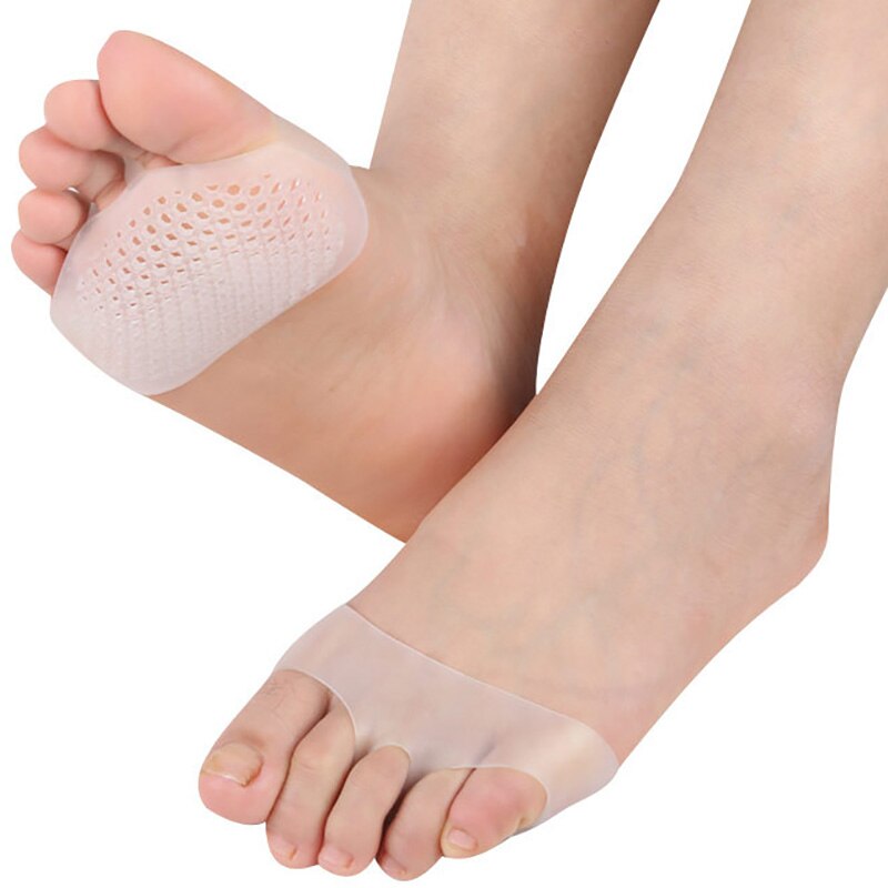 Wysokiej podpiętka żel silikonowy przedniej części stopy klocki oddychające miękkie pielęgnacja stóp protector elastyczna