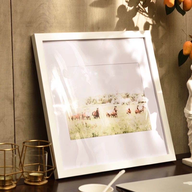 Kwadratowa rama na zdjęcia z litego drewna, ramka na zdjęcia robić montażu na ścianie, 33 38 30 35 40 45 50, 60-calowy prosty stół ekspozycyjny: 12 cal / BIAŁY