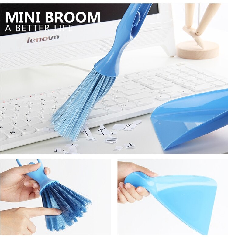GUANYAO Mini Broom Hand Brush Dustpans Plastic Brooms Cleaning sofa keyboard Crevice Creativity Ballet shape Yellow Blue Green