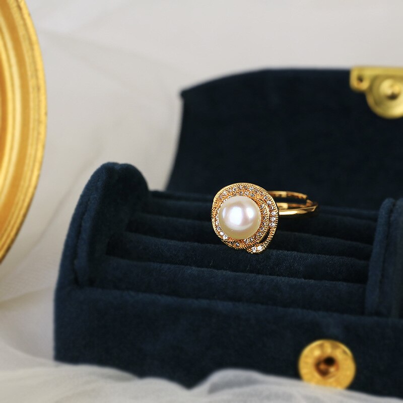 Italienische handwerkskunst, silber, vintage-stil, hofstil,  s925 silber-vergoldete ringe mit zirkonia, ausgehöhltes kleeblatt mit vier blättern, schlichtes temperament: C