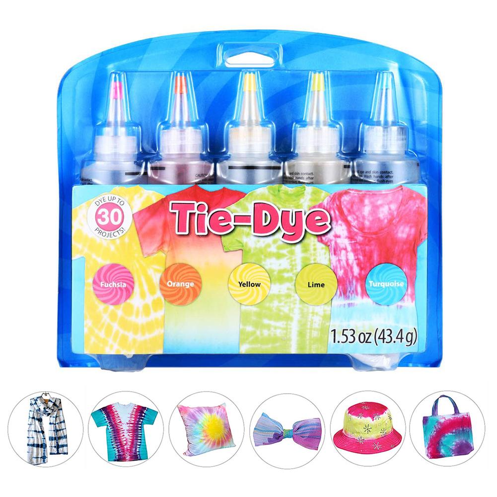5 farver tie-dye kit permanent et trin kit diy dye kit til stof tekstil håndværk kunst tøj til solo projekter farvestoffer maling: B