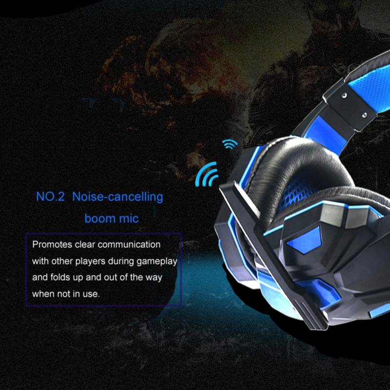 2.2m Gaming Headset Stereo Surround Earphone Noise Cancelling With Light Mic Deep Bass Headphones For PS4 Laptop Gamer