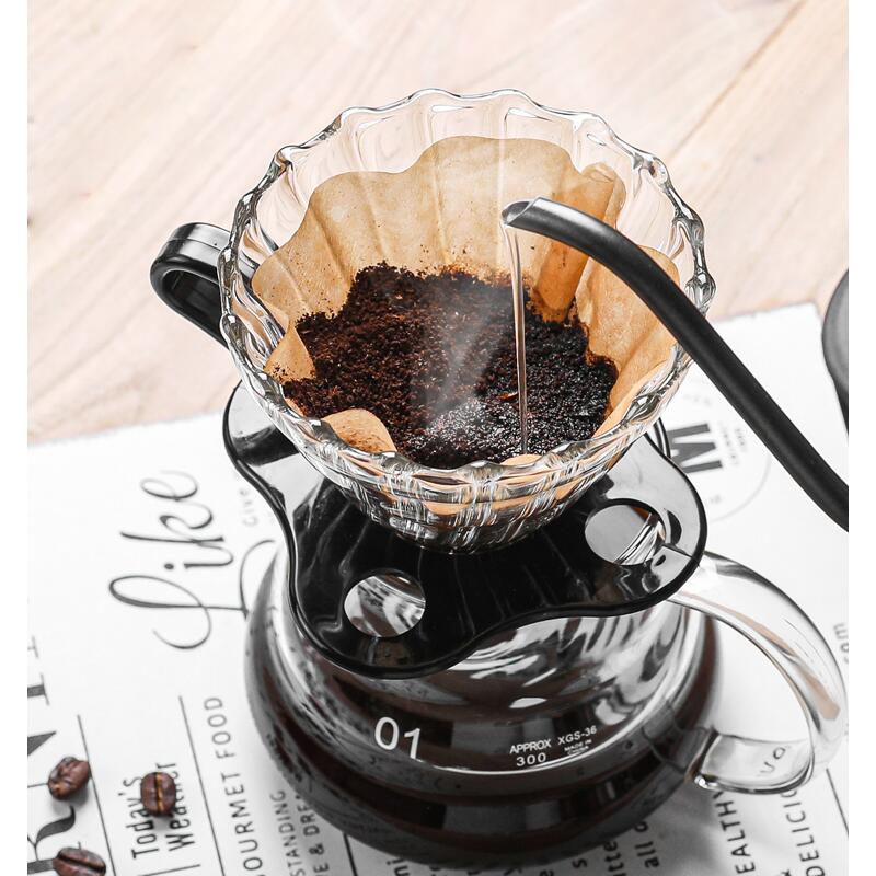 Pour Over Coffee Maker Set Coffee Carafe Pour Over Coffee Tea Kettle Stainless Steel Cof Coffee Dripper and Glass Coffee Server