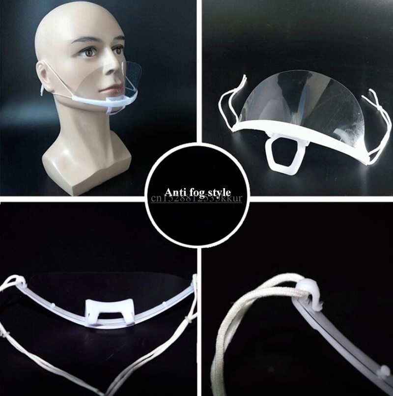 10 stk , 40 stk frit valg øre - type catering anti-dug gennemsigtige masker kok hygiejne masker plast smil