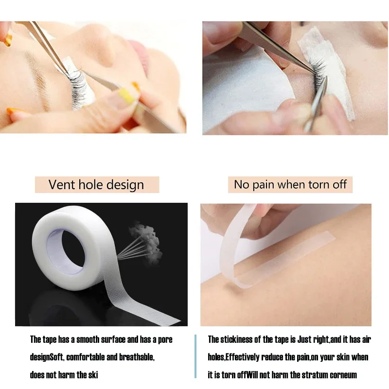 Cinta para pestañas, tela adhesiva transparente, 9m/10 yardas/rollo, cinta adhesiva de tela microporosa transpirable para suministro de extensiones de pestañas