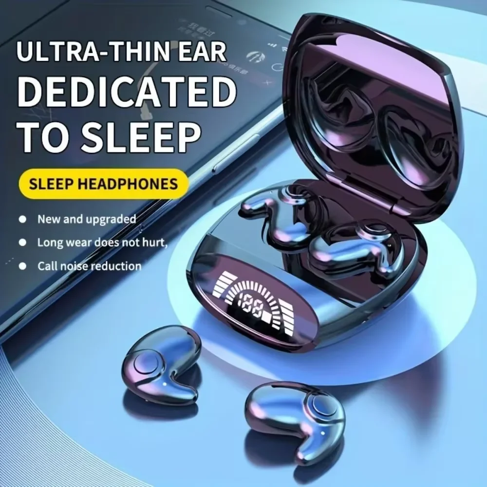 Bluetooth sports 5.3 langattomat korvatulpat, erittäin ohuet, näkymättömyyttä ja melua vaimentavat urheilukuulokkeet kaikille älypuhelimille