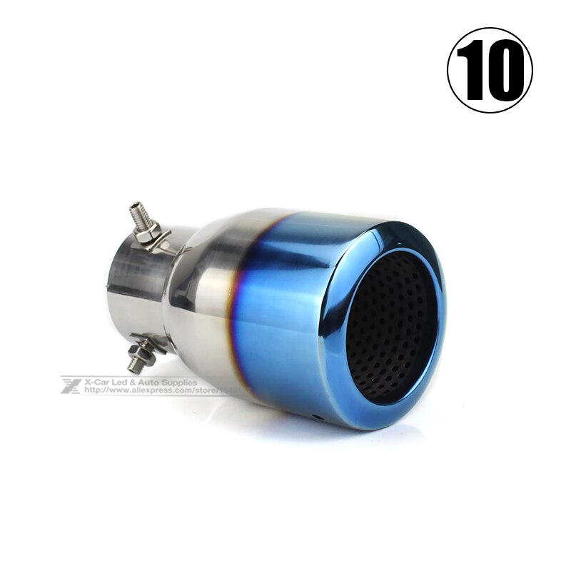 Silenciador de cano de escape universal, cano de aço inox com ponta de escape modificada, acessórios para garganta traseira: 10