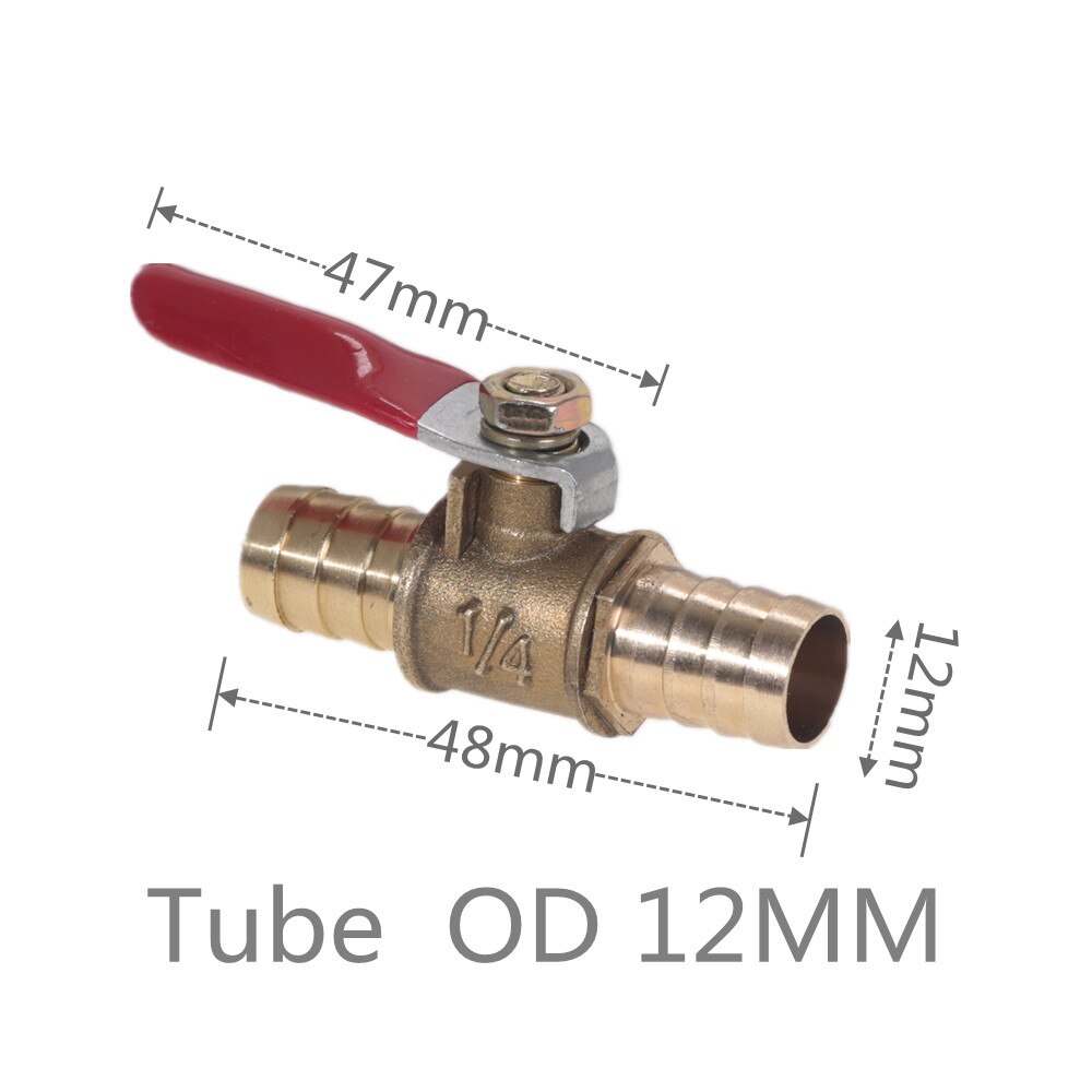 6mm-12mm slange modhager inline messing vand olie luft gas brændstof linje afspærring kugleventil rørfittings: Rør  od 12mm
