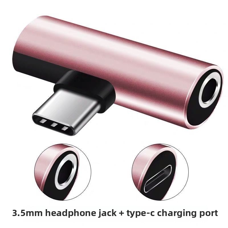 2 in1 typ c-adaptrar 3.5mm hörlursuttag samtidig laddning och lyssnande dubbla portar universell telefon kompatibel med bärbar dator: Orange