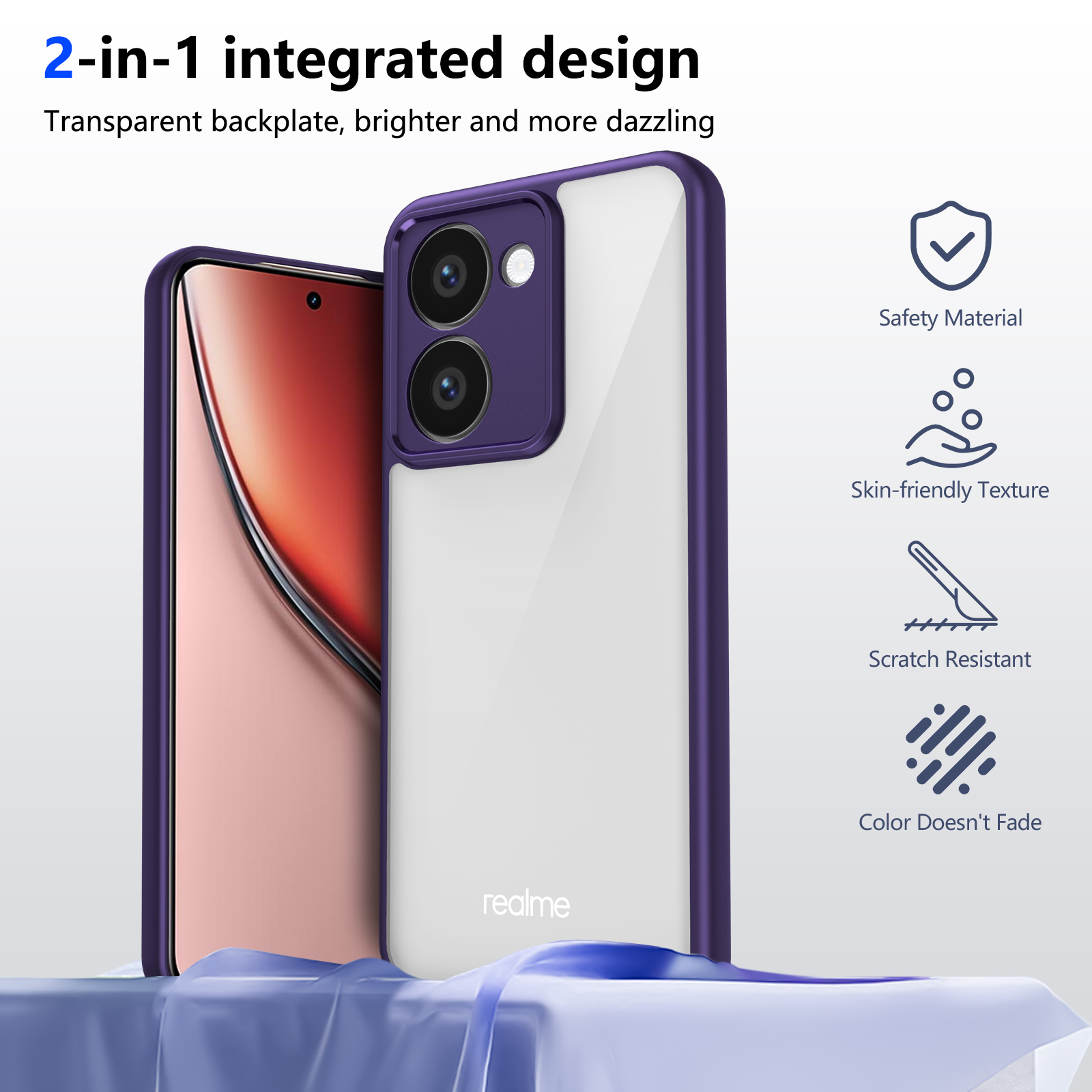 for Realme P3 Ultra case Simple transparent skin-feel cover Suitable for Realme P3 / Neo7x /P3X /Narzo 80x 5G Fudna: PURPLE / Realme Narzo 80x
