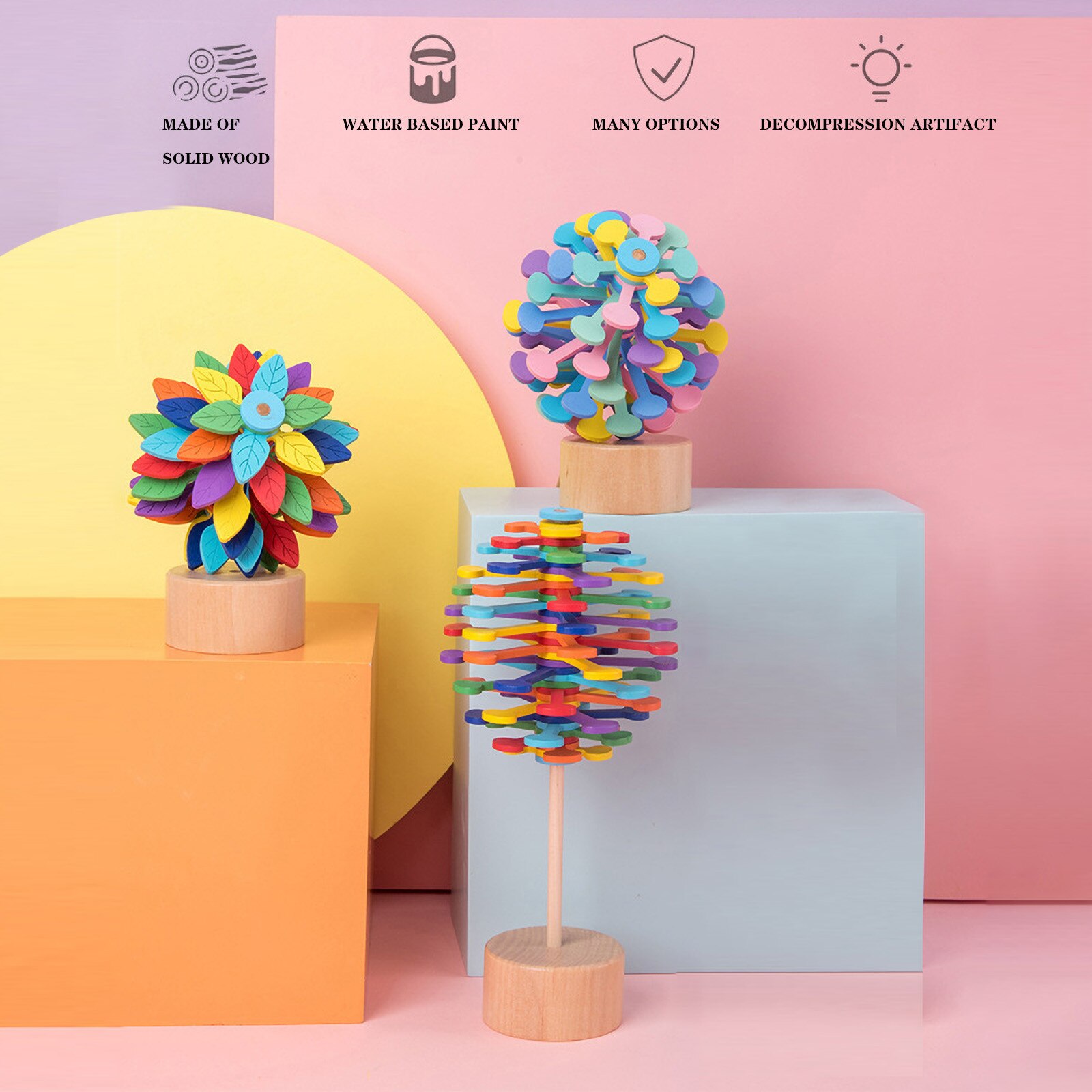 Antistress Magic Rotating Spin Toy Stress Relief Toy Puzzle Desk Fun Decompression Toy 3PCS Decompression Color Spinning Top Toy