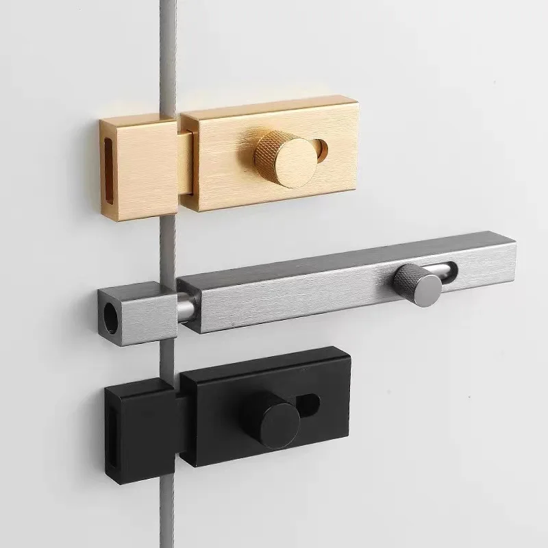 Door Lock Latch Punch-free Door Bolt Sliding Bolts Anti-theft Security Lock Aluminum Alloy Toilet Door Latch Gate Hardware