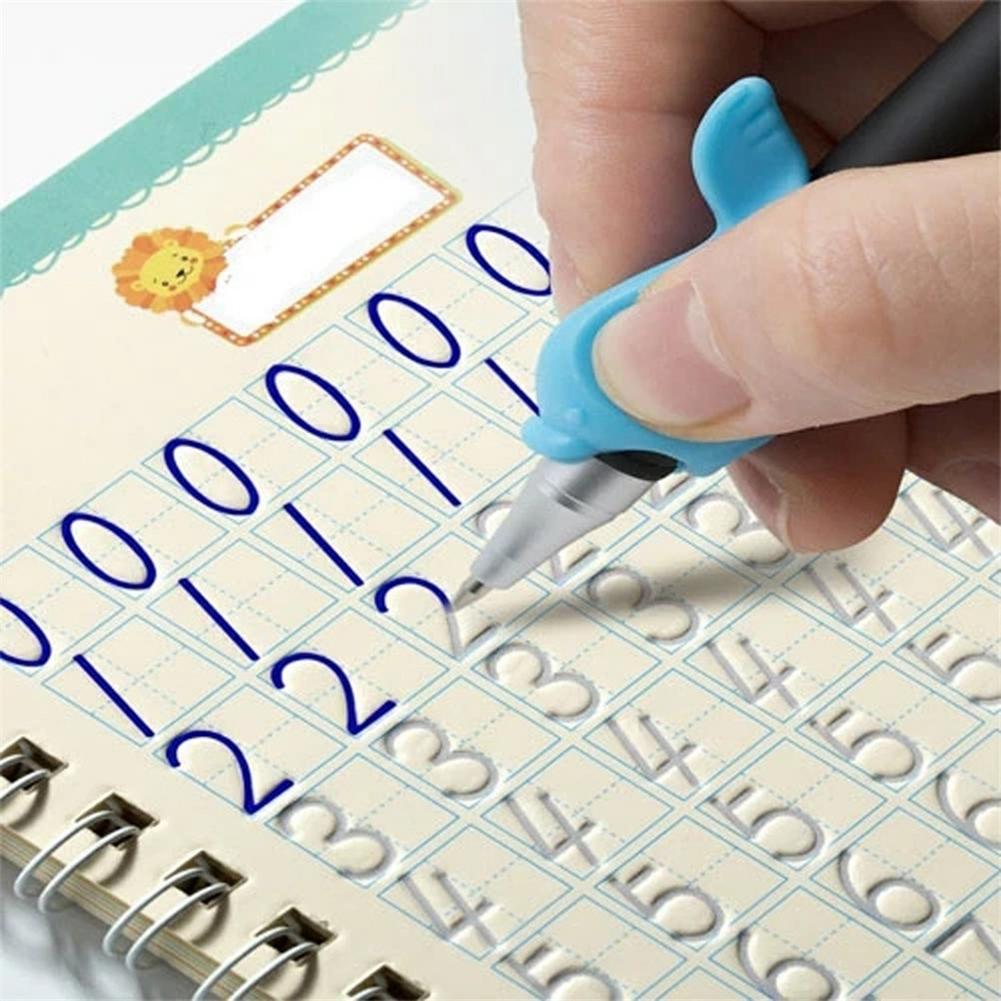 Practice Copybook Board 4 Handwriting Copybooks With 1 Disappearing Ink Pen For Kids Children Regular Script With Numbers