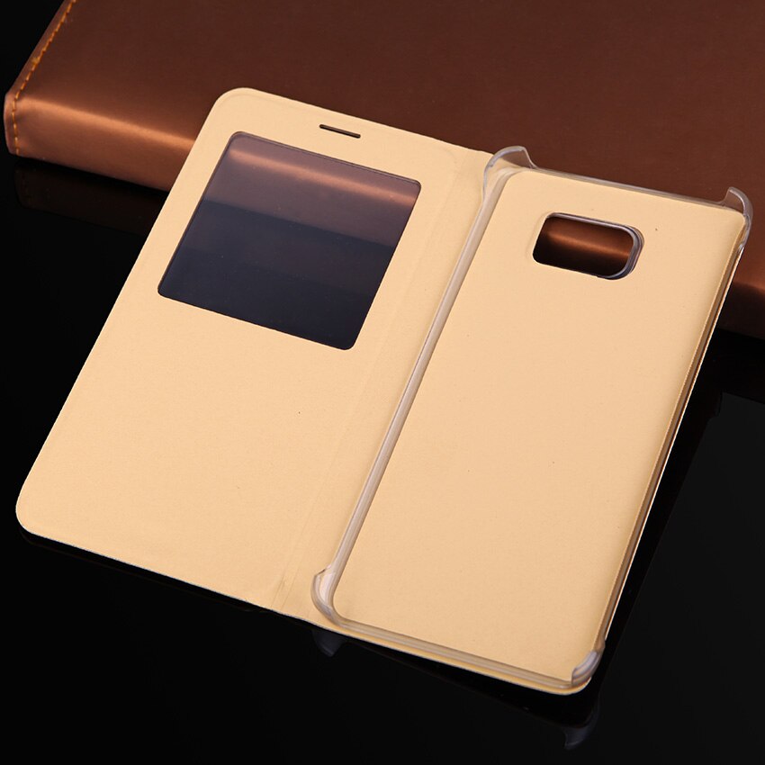 Flip Cover Leather Case Slim Window View Shockproof Bag Cell Phone Carrying Cases Mask For Samsung Note 5 Note5 N920 N920F N920H