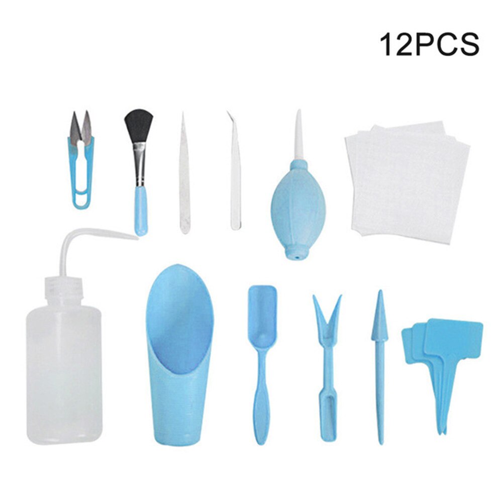 12/16pcs Garden Planter Kit Bonsai Fertilizer Drilling Device Succulent Planting DIY Tool Set Transplant Seedling Tool: Blue 12Pcs