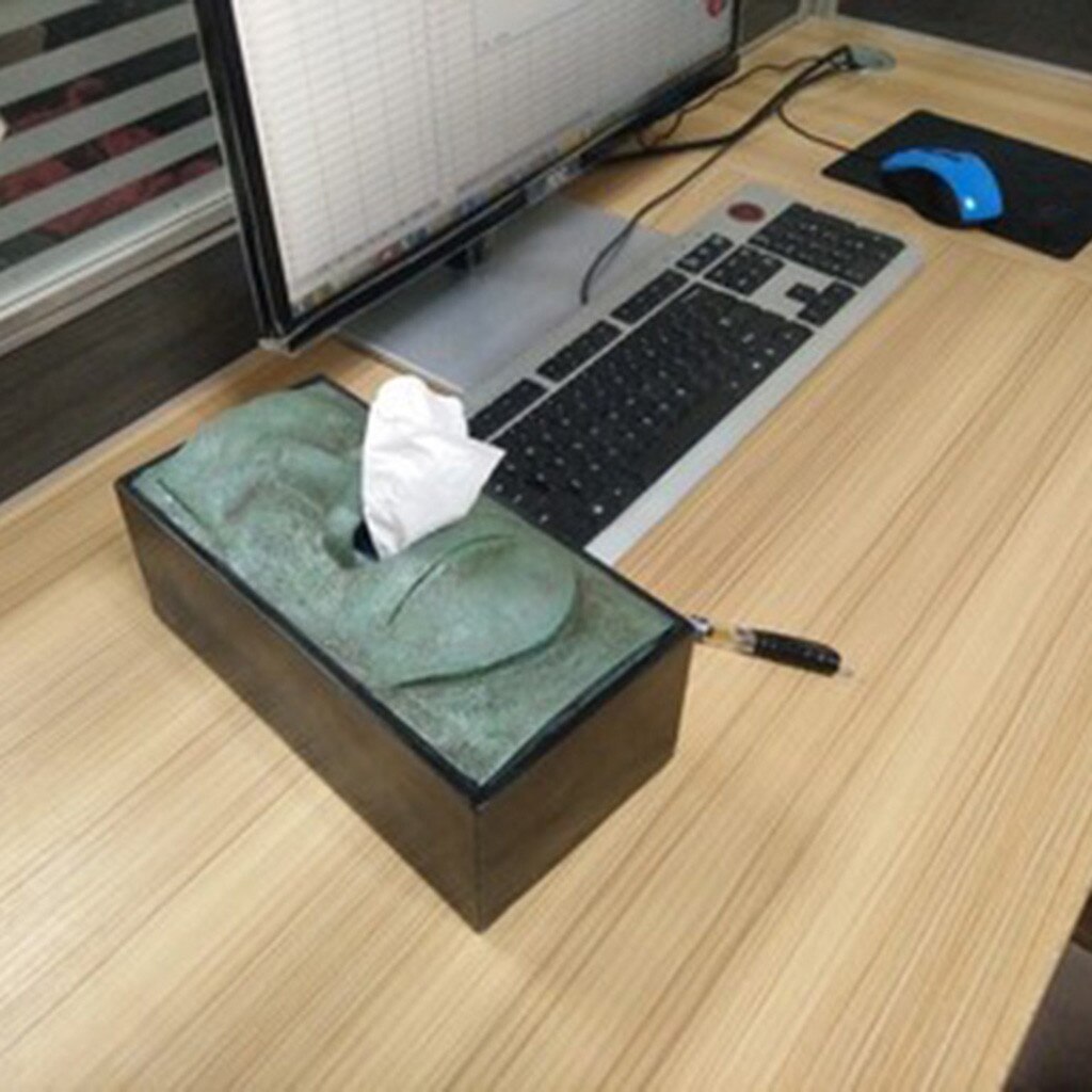 Tissue Storage Box Head Facial Tissue Box Holder Cover Dispenser Face Easter Island Retro Home Organization Case Supply