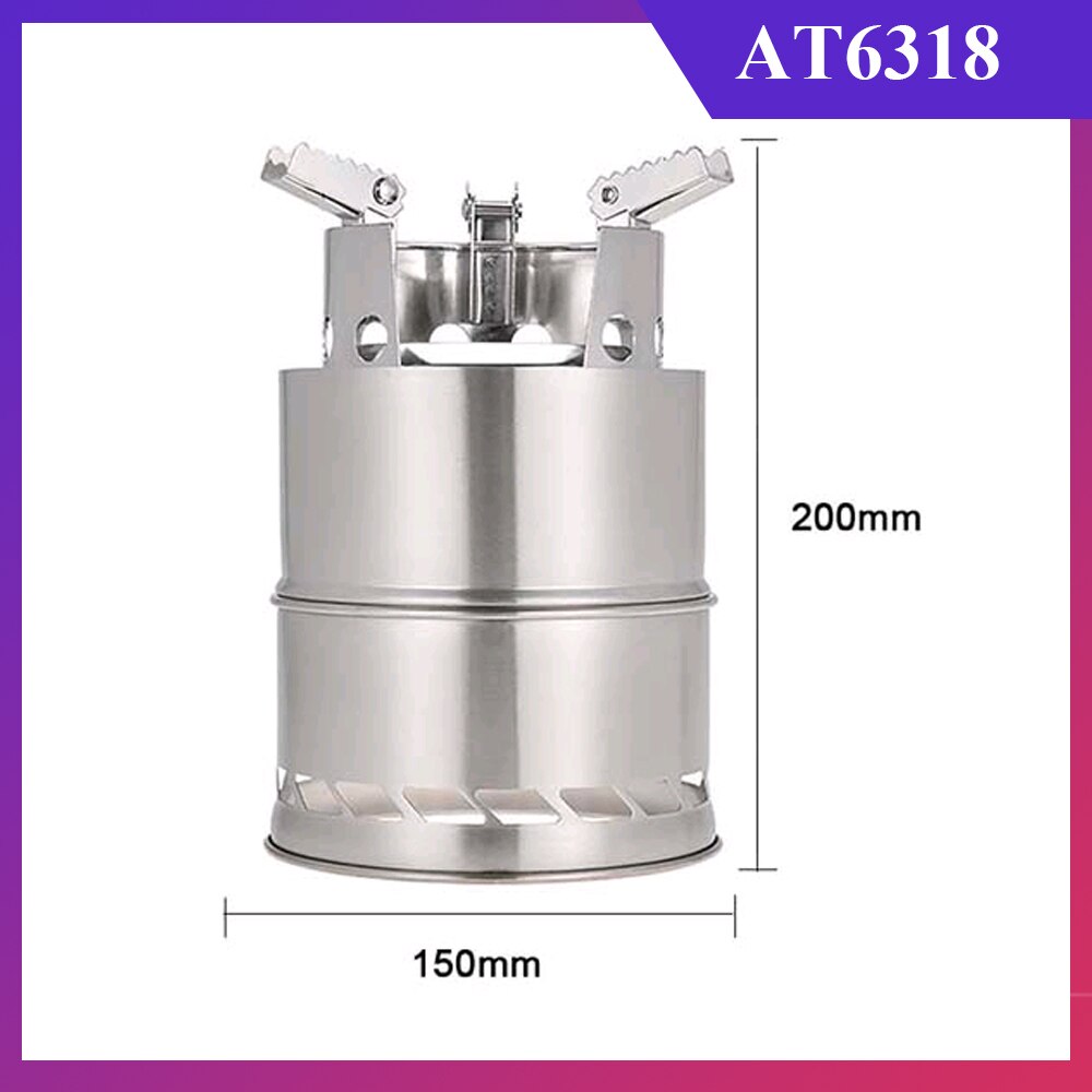 Outdoor Camping Equipment Cross Border Windproof Wood Stove Cooking Stainless Steel Detachable Furnace Picnic Gas Burner Stove: type 1 AT6318