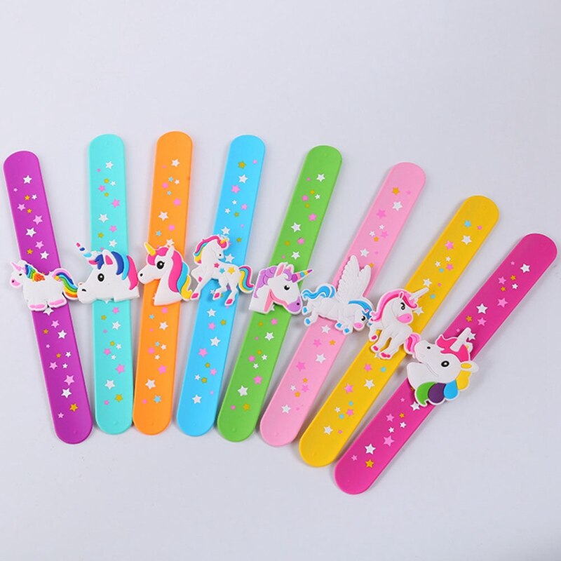 Trendy Children Girl Boy Star Printing Colorful Cute Unicorn Wristband Flexible Wrap Slap Bracelet Animal Bangle