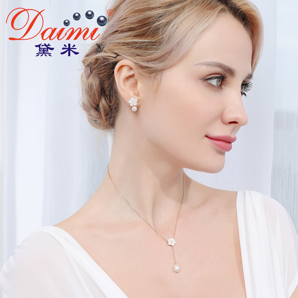 DAIMI Romantico Fiore di Pesca S925 Sliver Orecchini 6-7mm di Acqua Goccia Orecchini di Perle D'acqua Dolce Per Le Donne