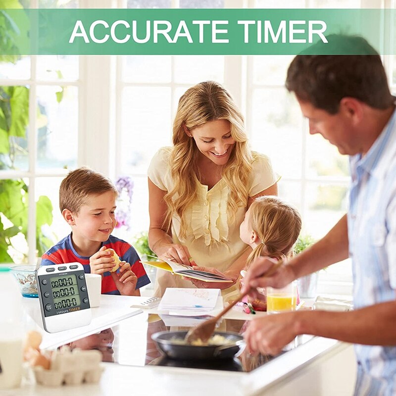 2Pcs Digital Dual Kitchen Timer 3 Channels Count UP/Down Timer Cooking Timer Large Display Countdown Timer for Study,Etc