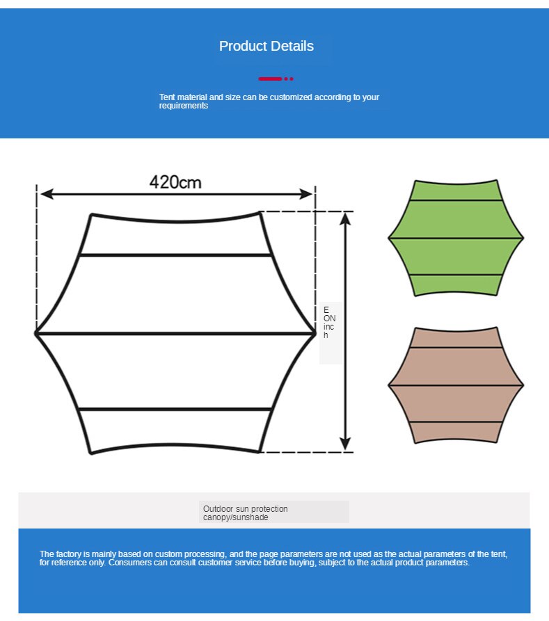 Portable Sun Shelter Awning Beach Outdoor Camping Garden Sun Awning Canopy Sunshade Hammock Rain Fly Tarp Waterproof Tent Shade
