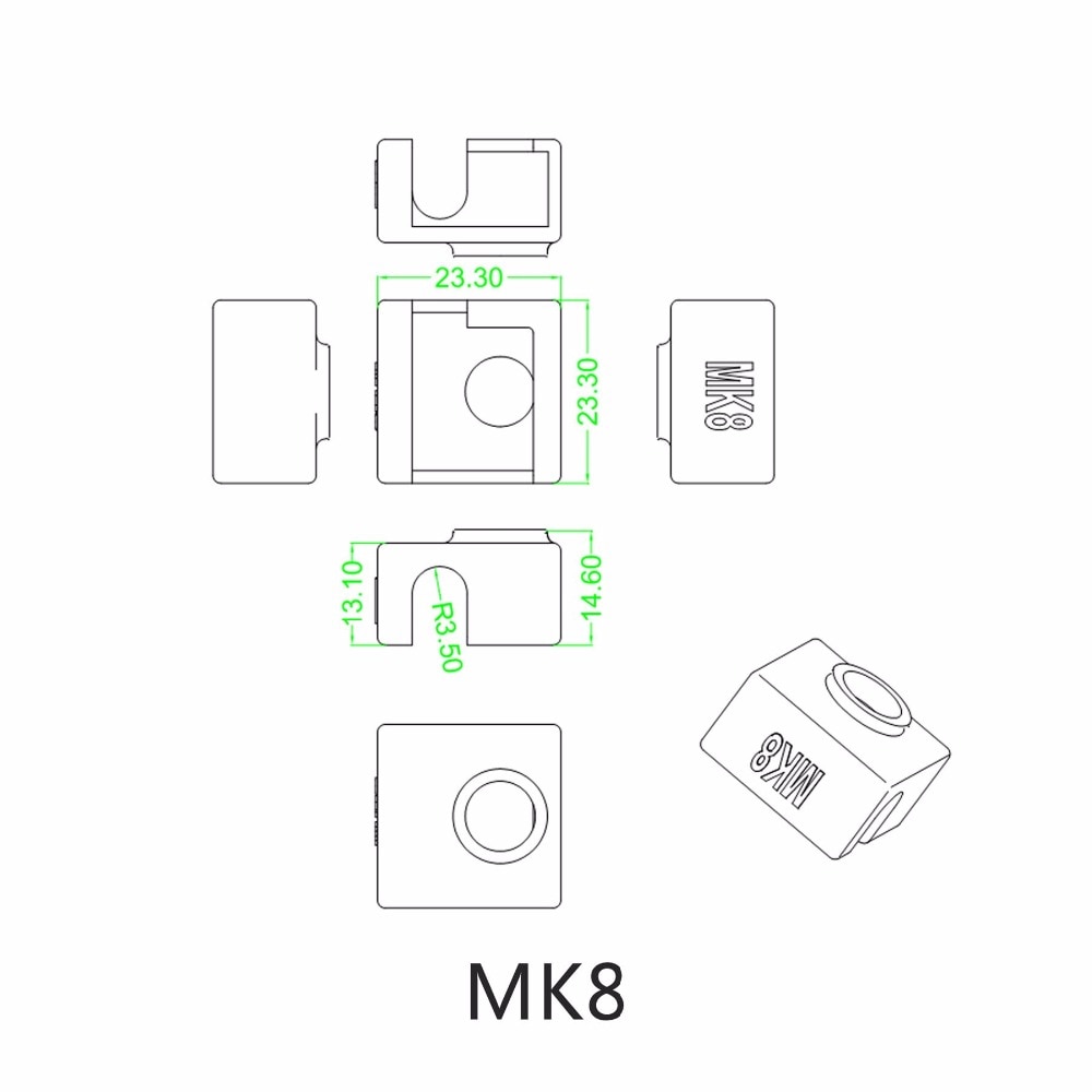 3D Printer MK8 Silicone Socks Block Heater Silicone Insulation cover for Replicator Anet a6 a8 i3 MK7 / MK8 / MK9