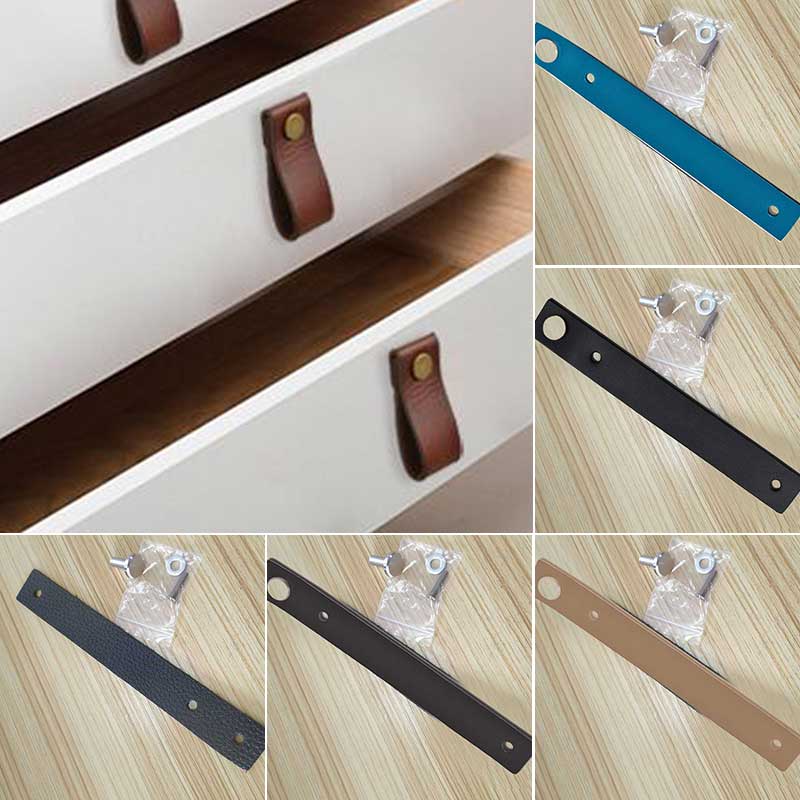 Handmade Leather Pull Handle Europe Style Soft Minimalist Door Cupboard Drawer Kitchen Cabinet Dresser Knobs Furniture Hardware