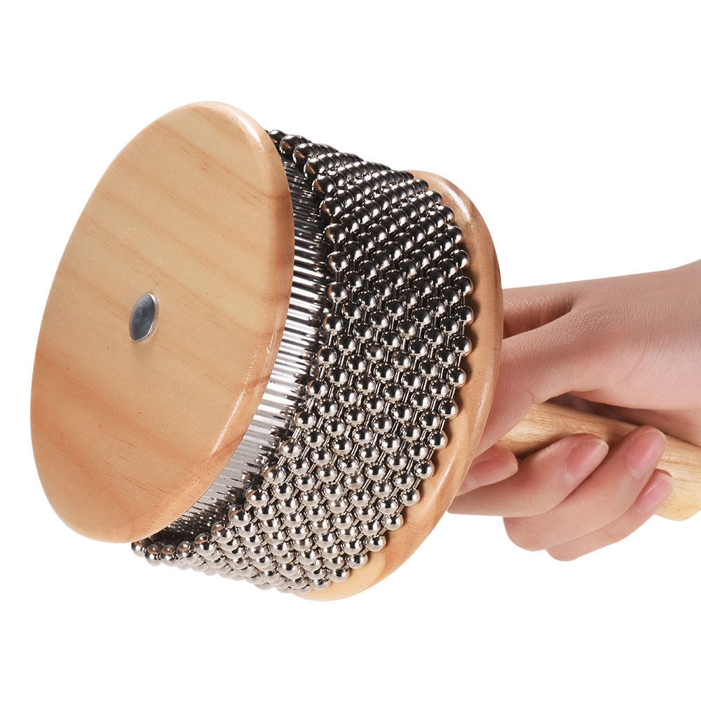 Holz Cabasa Metall Perlen Kette & Zylinder Pop Hand Shaker Schlagzeug Instrument für Höhle Unterricht Band Mittel Größe