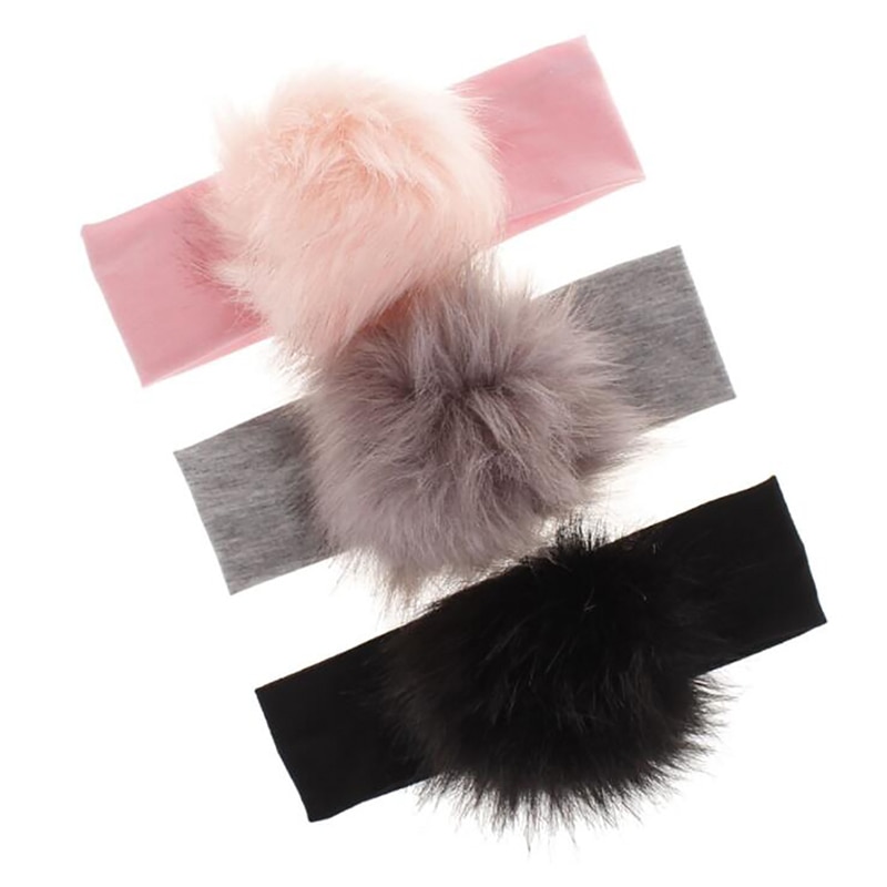 Kinderen pompons hoofdband meisjes winter katoenen elastische haarbanden tulband voor kinderen bal haaraccessoires meisjes