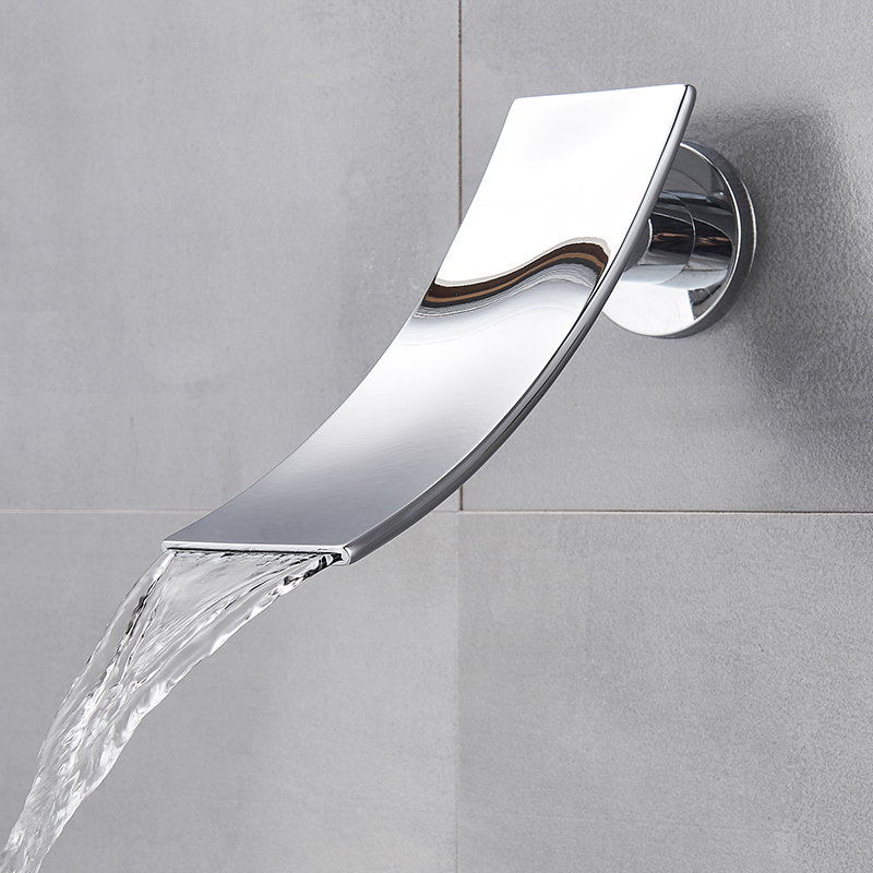 ULGKSD Chrome Brushed Nickel Washing Faucet Black Brass Tub Faucet Bathroom Accessories Wall Mounted Waterfull Water: ChromeA Tub