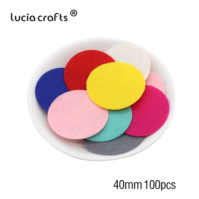 Lucia håndværk rund filt stofpuder tilbehør pletter cirkel filt puder, stof blomster tilbehør  b0408: 40mm 100 stk
