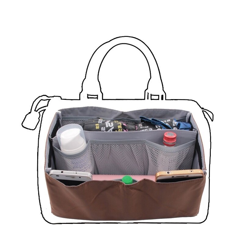 Bag in bag Handtas Portemonnee Purse Organizer Insert Tote Pakket Tas voor Vrouwen Fit Speedy 25 & 30 & 35; koffie Kleur