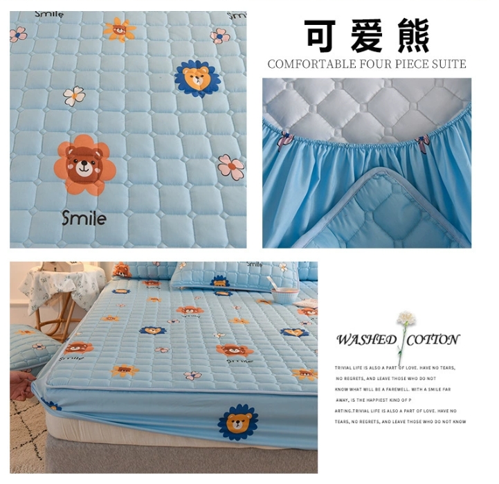 red Bedsheet single piece cotton cartoon cotton bed sheet anti slip printed cartoon bedsheet