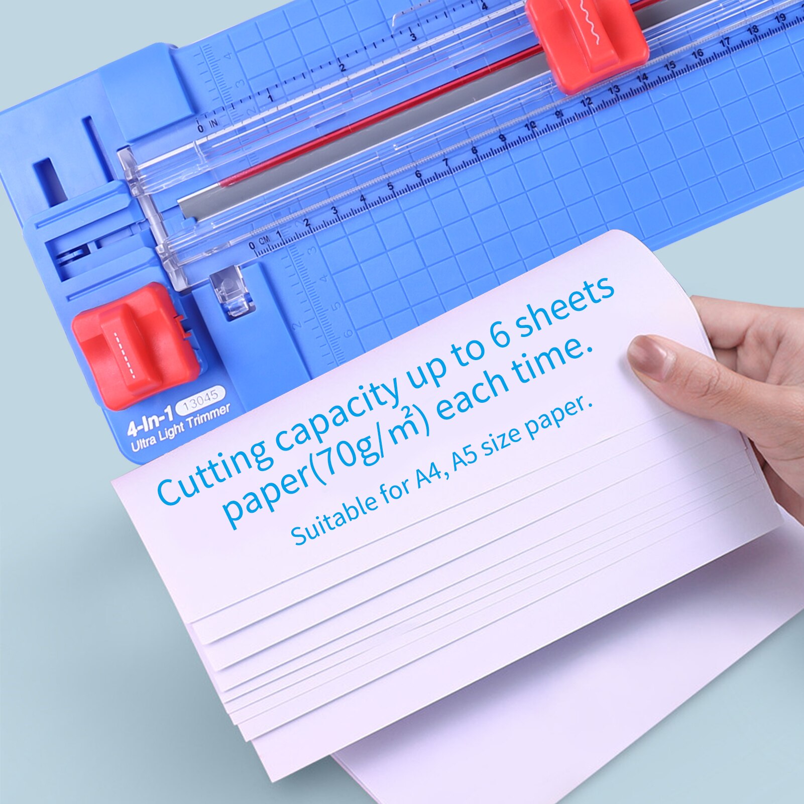 9 Inch 4-In-1 Paper Trimmer with Wave Skip Straight Fold Line Cutter Head Side Ruler Cutting Length Paper Cutter for A4 A5 Paper