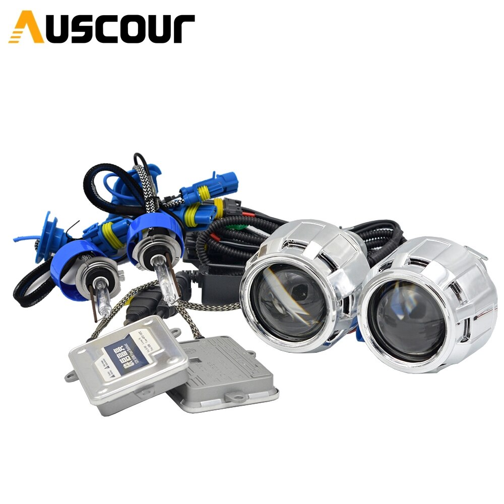2,5 pulgadas 55W bixenon lente del proyector xenon hid kit de montaje de coche kit bombilla modificar para H1 H4 H7 xenon modelo coche ac balastro bombilla