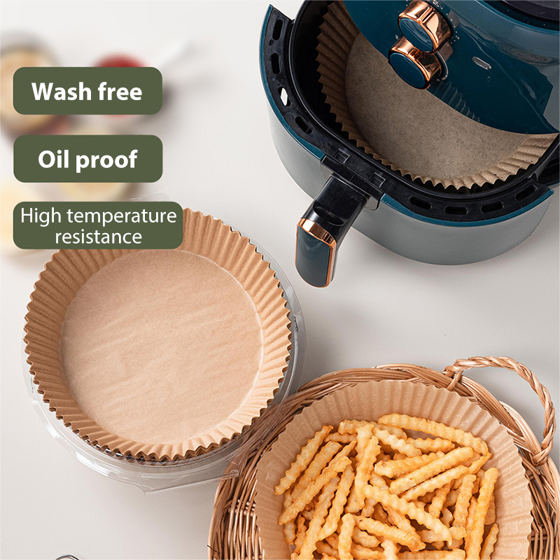 50 stk airfryer engangspapirforing non-stick måtte dampkoger rund papir bagemåtter køkken airfryer bagetilbehør