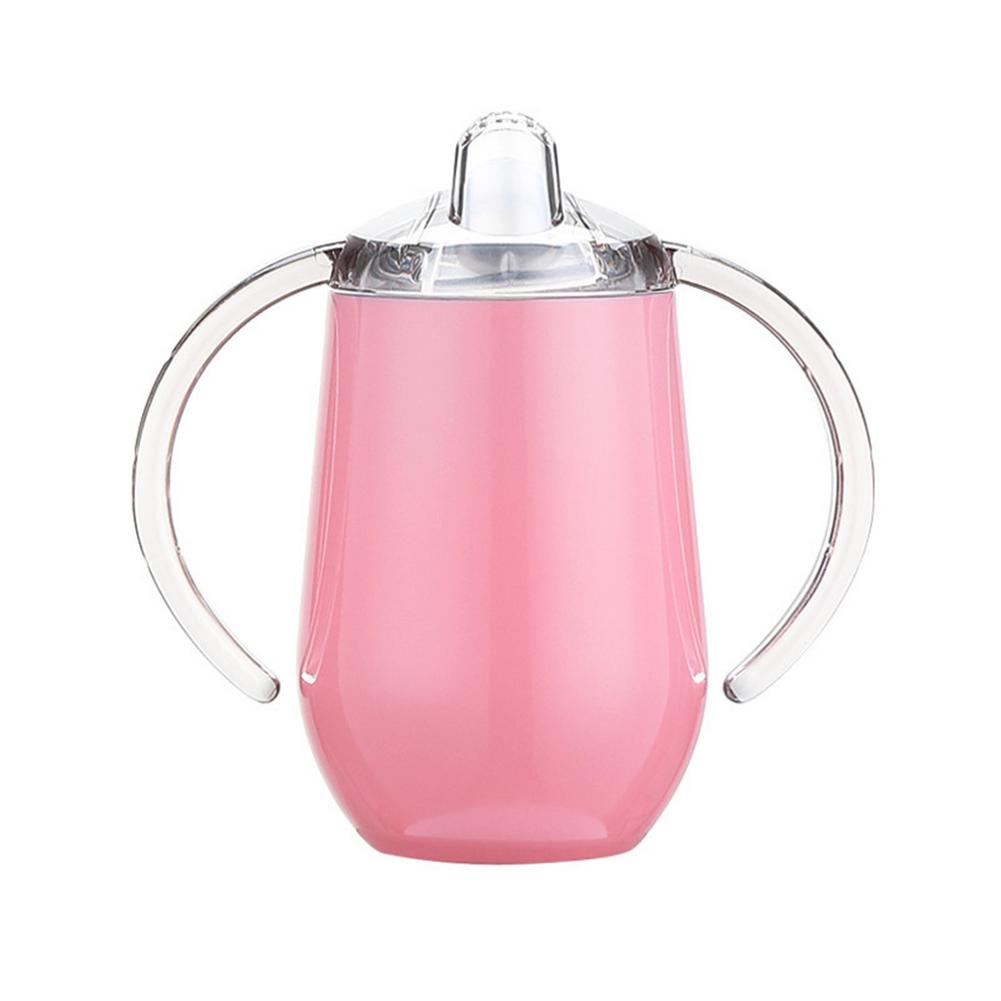 Taza de succión de doble Mango para niños, taza de agua, Taza Termo para bebés con asa, taza aislante de vacío Doble: Pink
