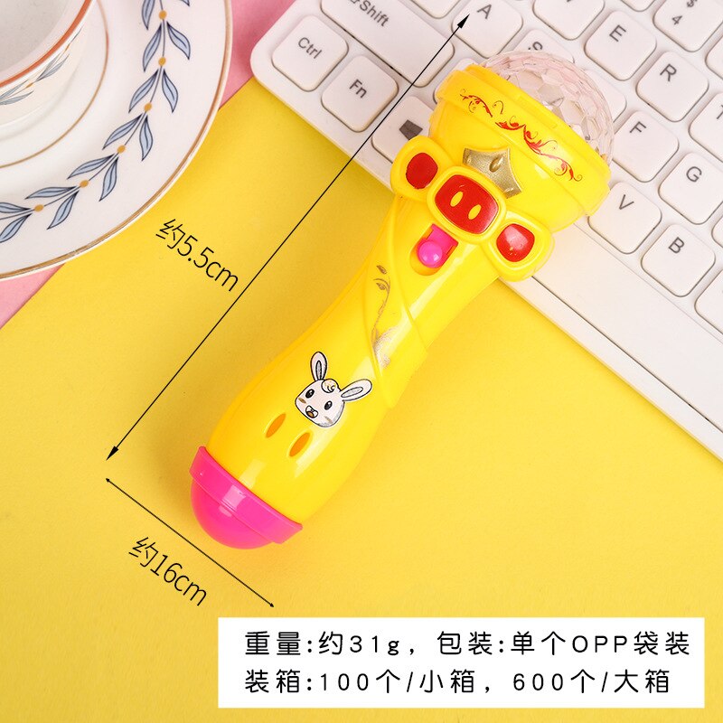 Flash Microfoon Star Studded Lichtgevende Speelgoed Projectie Microfoon Kinderen: YELLOW