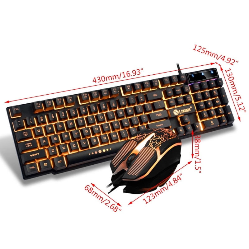 GTX300 USB Wired RGB Backlight Seven Colors Light Ergonomic Gaming Mouse Keyboard Combos Set for PC Laptop