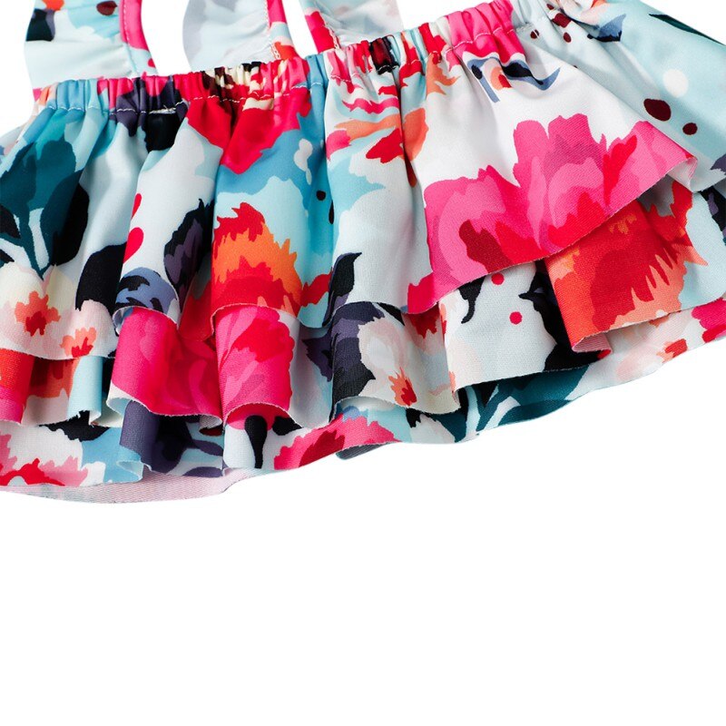 Toddler Girls Swimsuit Bikini Sets Summer Kids Flower Print Swimwear Two-piece Set Children's Bathing Suit Biquini Infantil