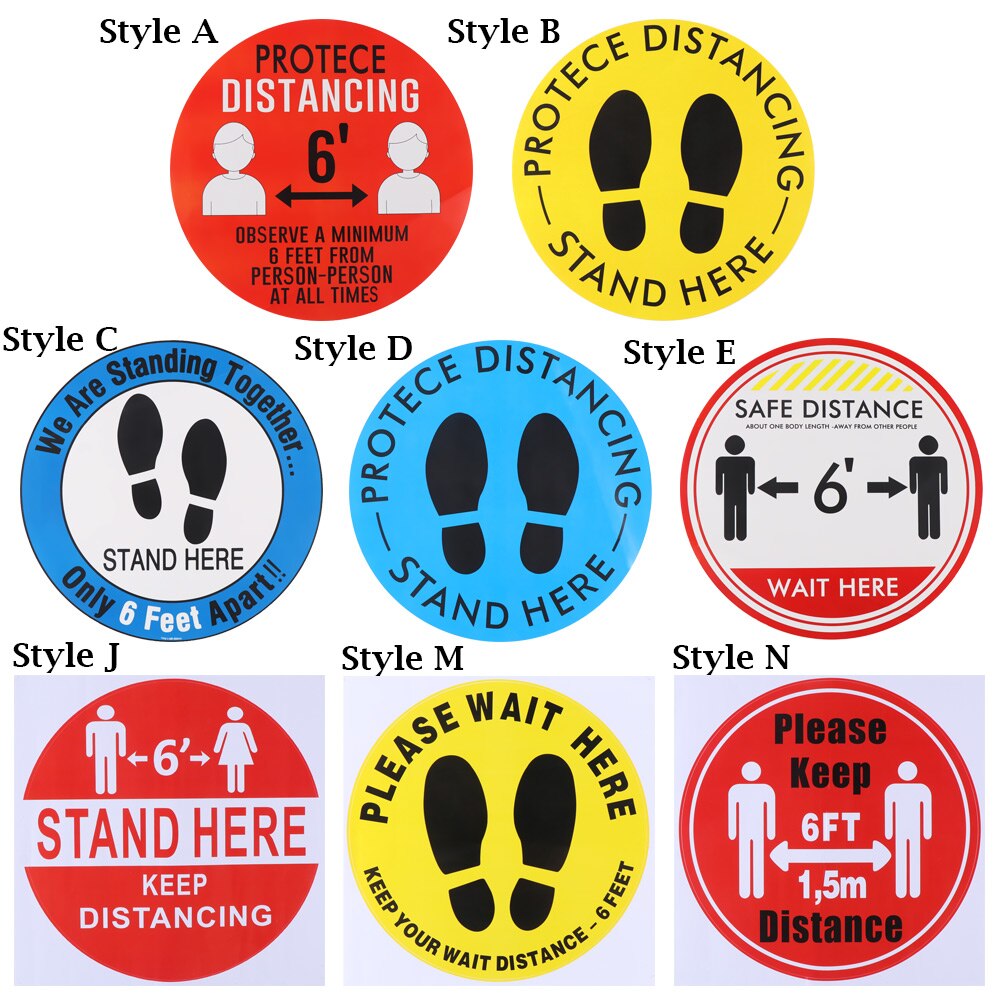 Vinyl Keep Your Distance Sticker Rectangle/Round Self-adhesive Sticker Driving/ School/ Instructor Safety Warning Floor Decal