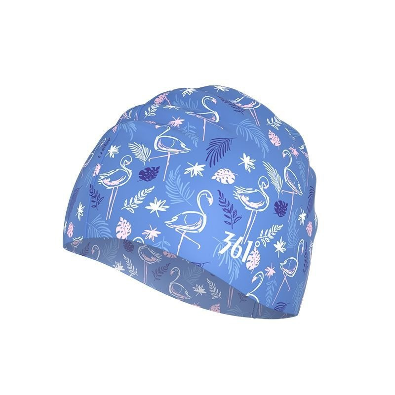 Vrouwen Professionele Badmuts Lang Haar Beschermen Watersport Waterdichte Bedrukte Zwembadhoed: Blauw