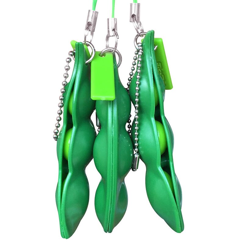 thumbnail image 2 of Acerich 3 Pack Edamame Keychain Fidget Toys Squeeze-a-Bean Puchi Puti 2 of 10