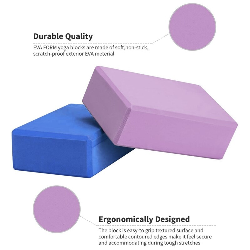 Yoga Blocks High Density EVA Foam Blocks for Yoga Pilates Meditation Gym Fitness 77HC
