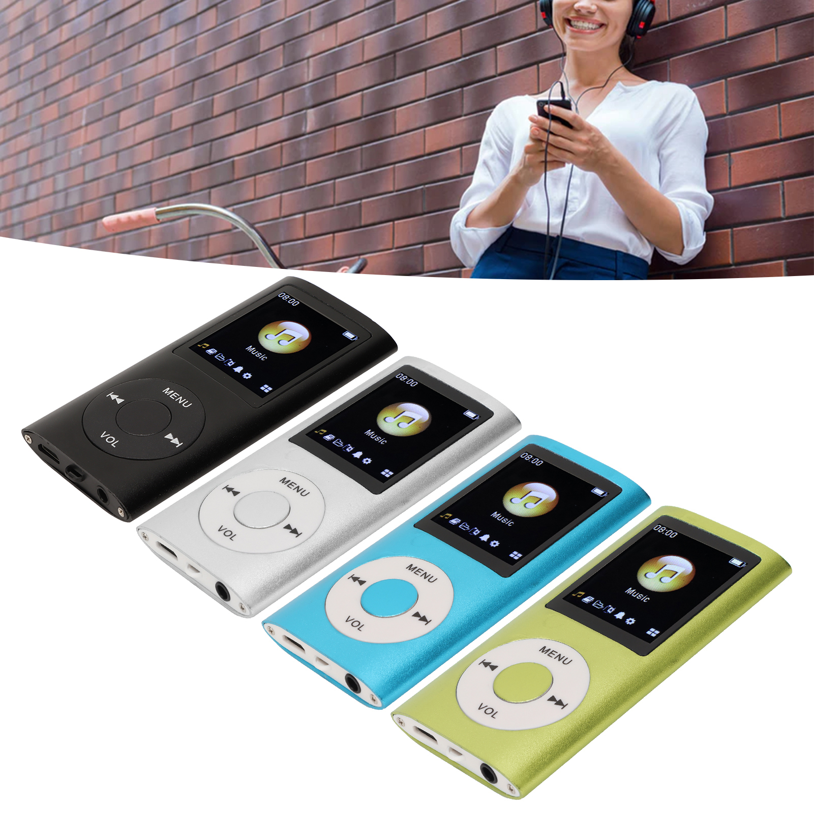 Odtwarzacz MP3 Stylowy, wielofunkcyjny, bezstratny dźwięk, cienki 1,8-calowy ekran LCD, przenośny odtwarzacz muzyki MP3