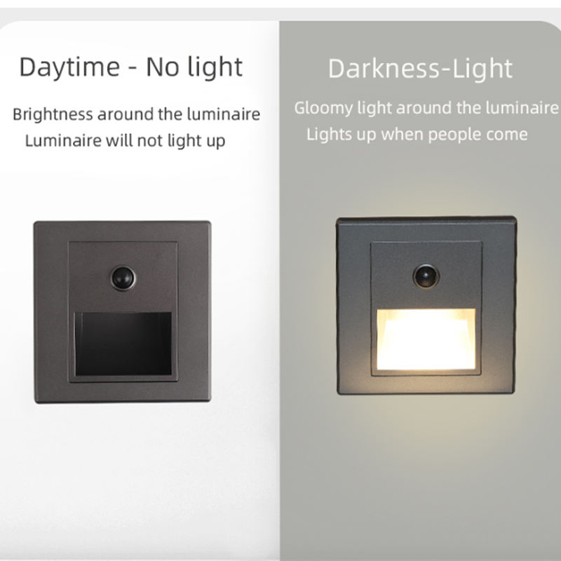 Luces de escalera con Sensor de movimiento infrarrojo, lámpara de pared para escaleras interiores y exteriores, luz LED empotrada de 3W para decoración de escaleras y dormitorios