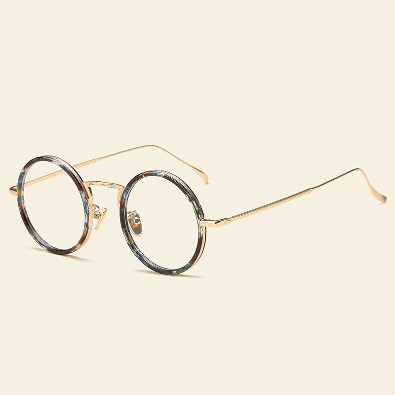 49248 Retro Round Plastic Titanium Glasses Frames Ultralight Men Women Optical Computer Glasses: C8Floral