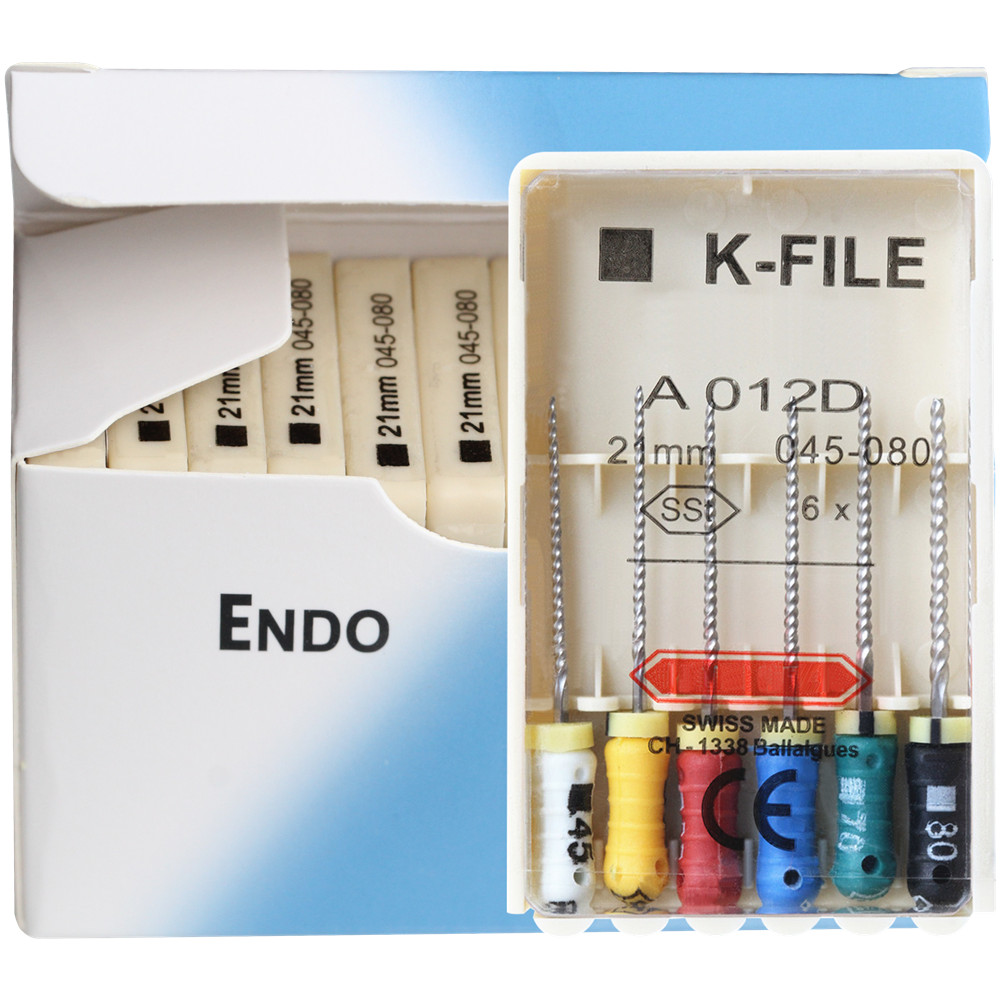 K-FILE Dental de acero inoxidable, limas de Endodoncia de uso manual, productos de laboratorio de odontología, 21/25/31mm, 10 paquetes/caja: Naranja